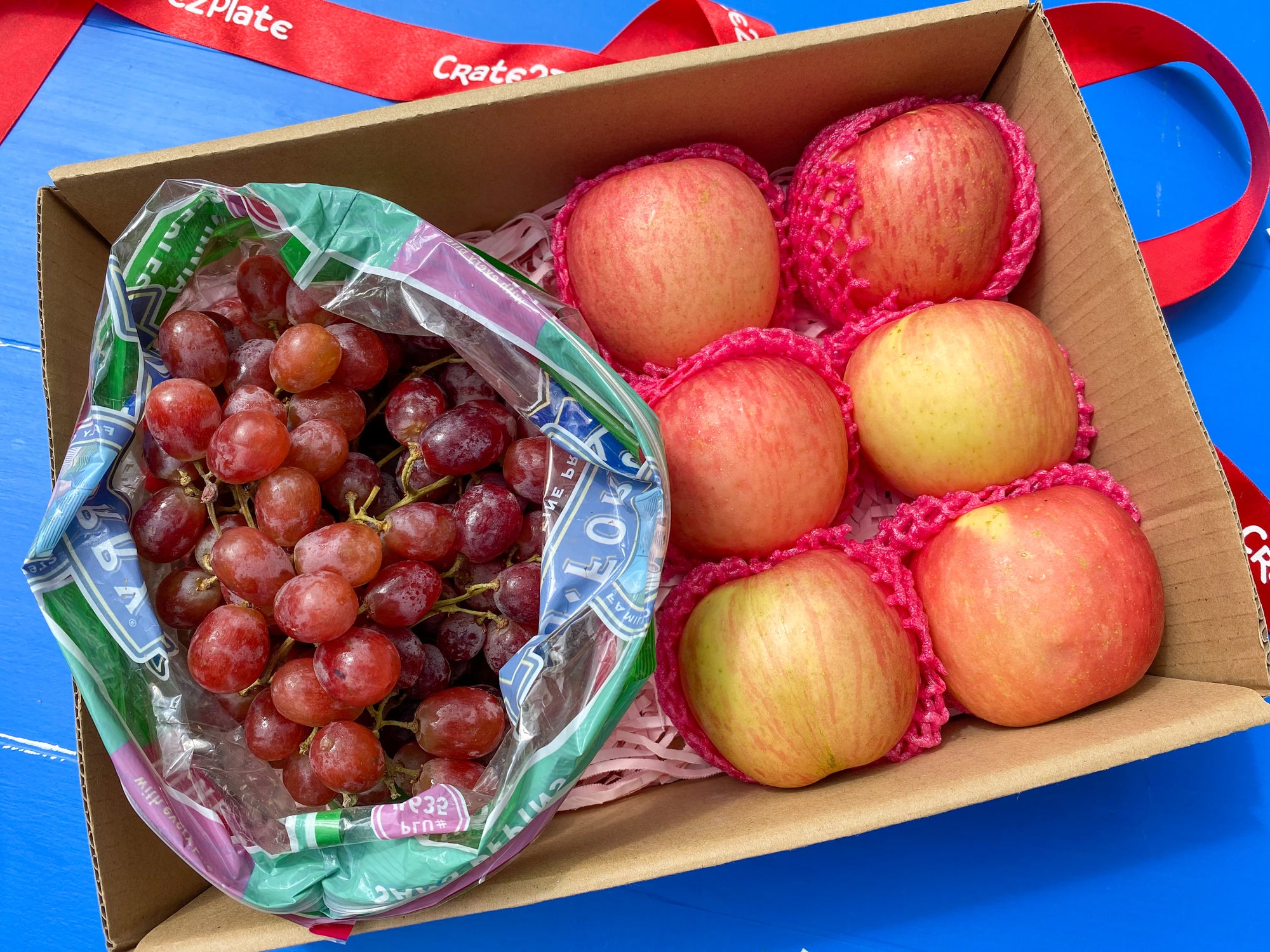 Gift Box Fuji Apples and Red Grapes