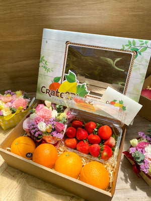 Gift Box Strawberries and Oranges in Flower Box