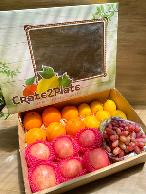 Gift Box Oranges, Lemons, Fuji Apples and Grapes