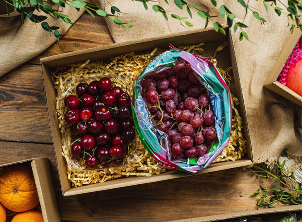 Gift Box Red Cherries and Red Grapes