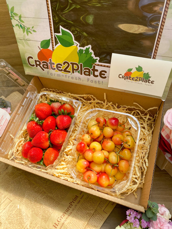 Gift Box Strawberries and Half kg Rainier Golden Cherries