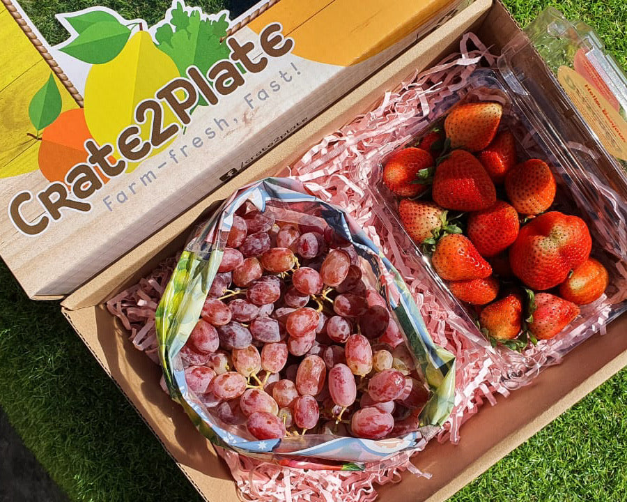 Gift Box Strawberries and Red Grapes