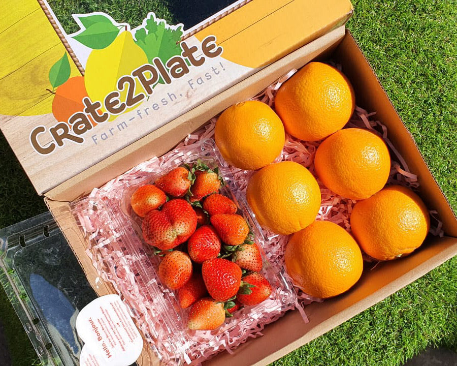 Gift Box Strawberries and Oranges